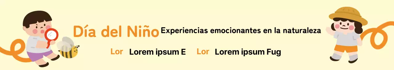 Actividades del Día del Niño con ilustración de un niño sobre fondo amarillo