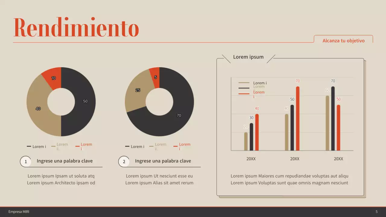 Acentos de color naranja con marrón y beige Cuadro de mando sencillo