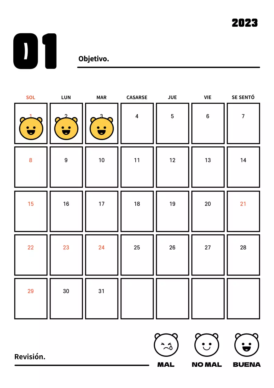 Seguimiento de objetivos de Año Nuevo con líneas limpias