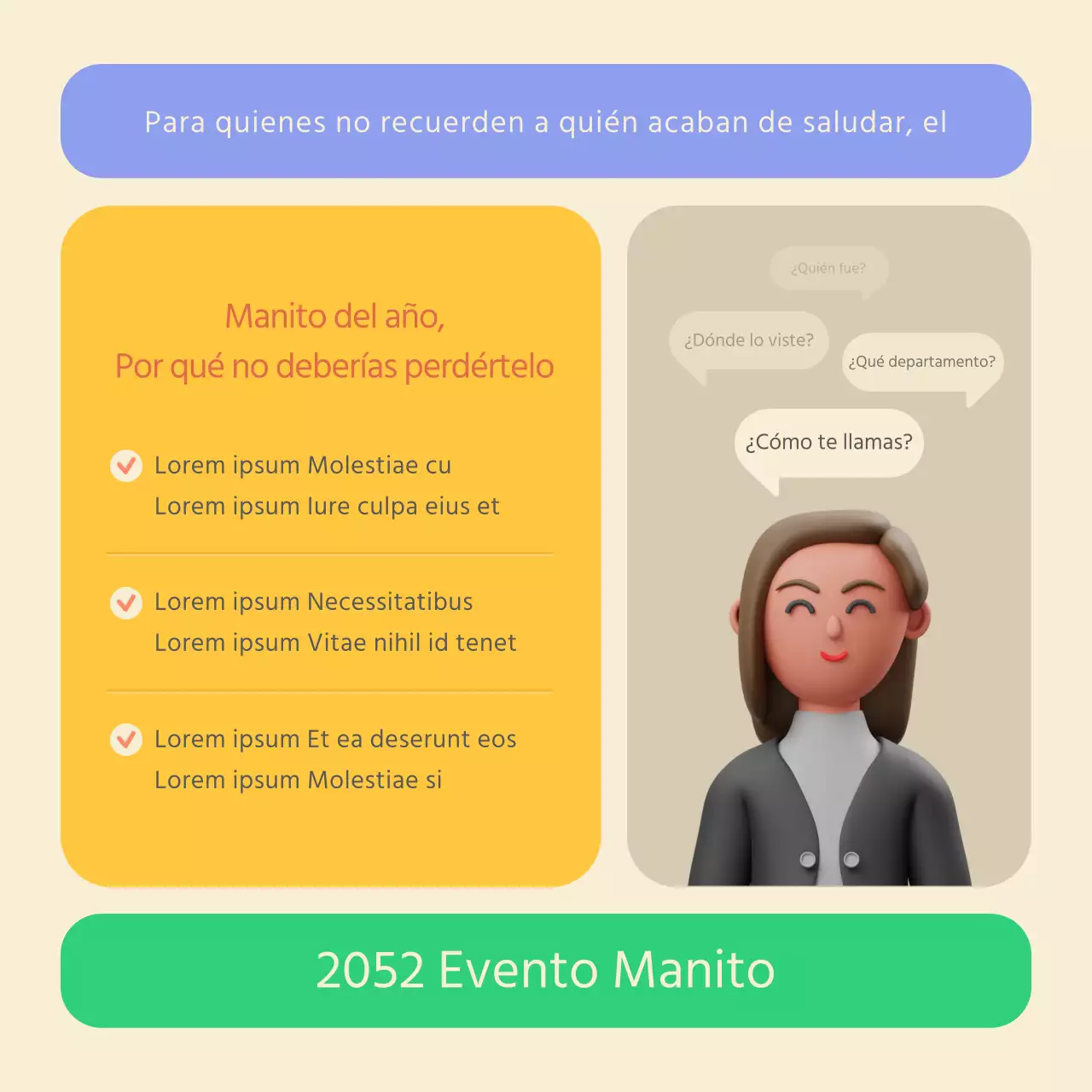 Evento manito 3D estereoscópico en colores pastel