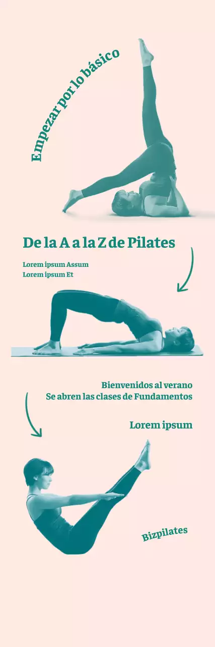 Promocione las clases abiertas de Pilates con un fondo rosa claro