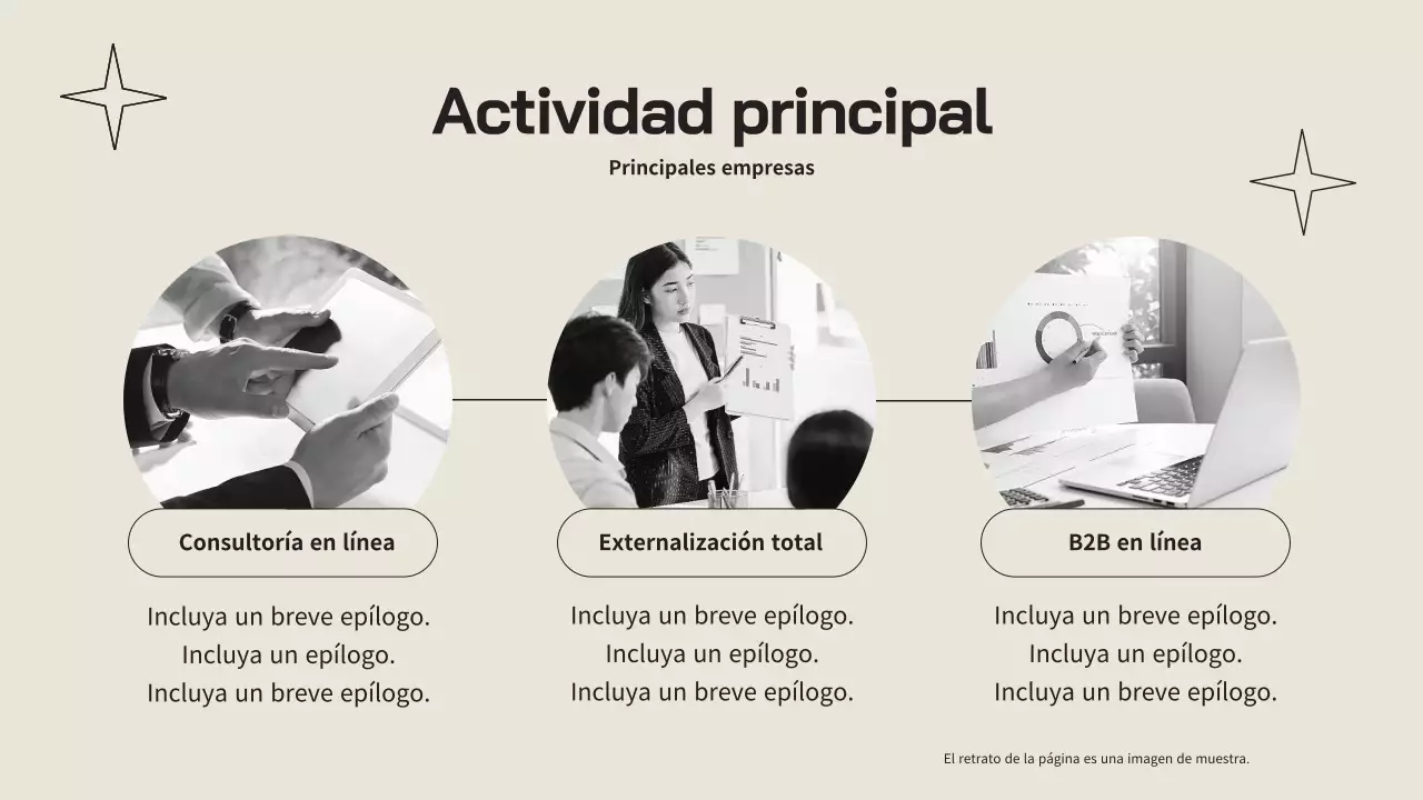 Un sencillo perfil de empresa en beige