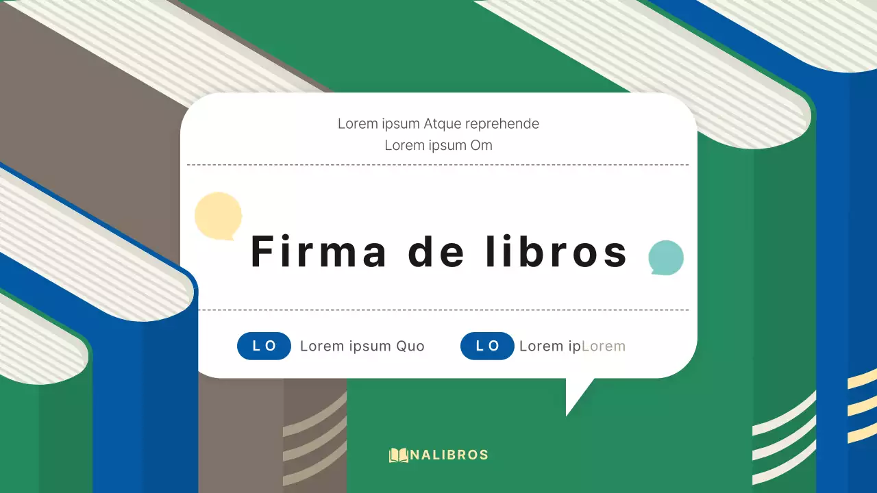 Una sencilla presentación verde y azul para la presentación de un libro