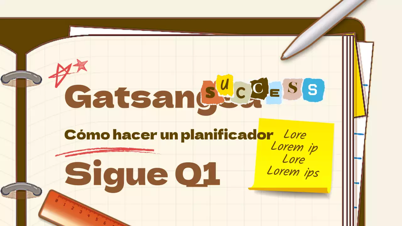 Off-white and brown neat office supplies illustration concept planner writing theme