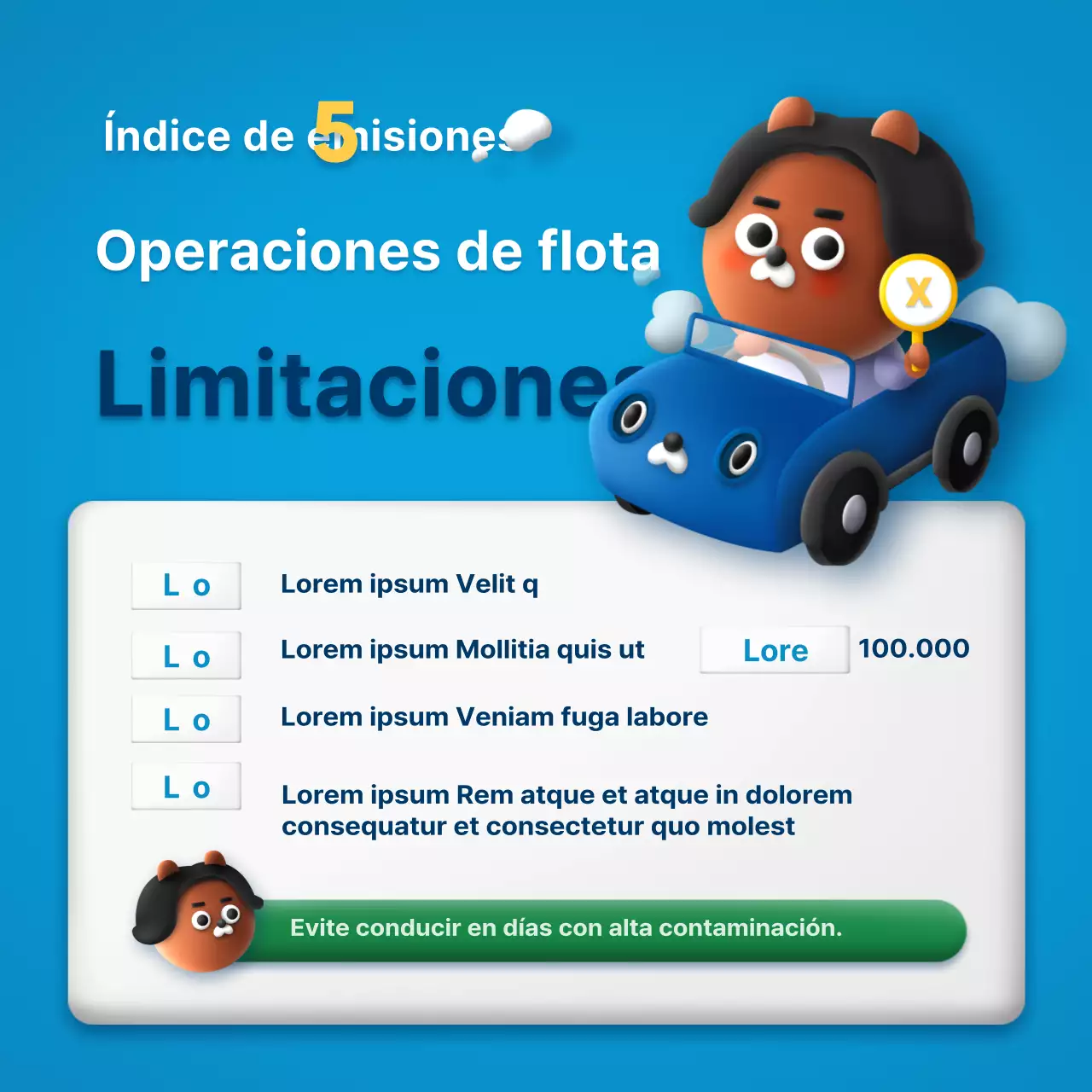 Bonito aviso conceptual tridimensional en azul