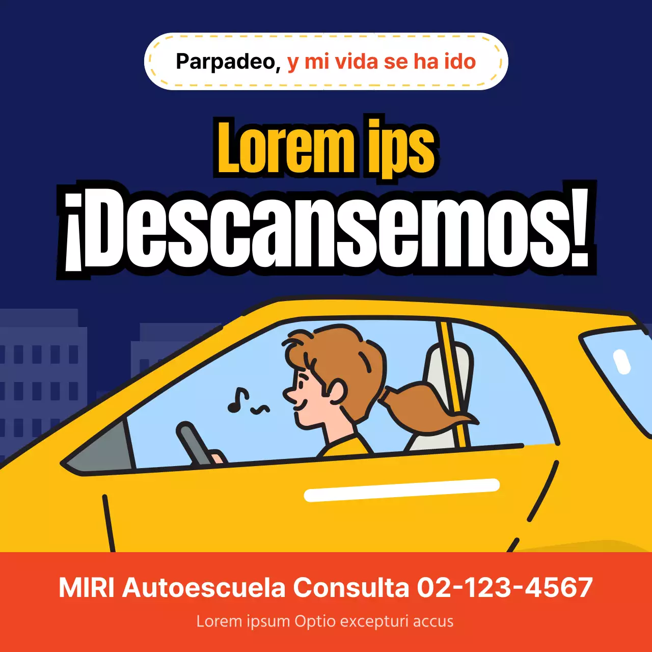 Aviso de somnolencia al volante en azul y amarillo