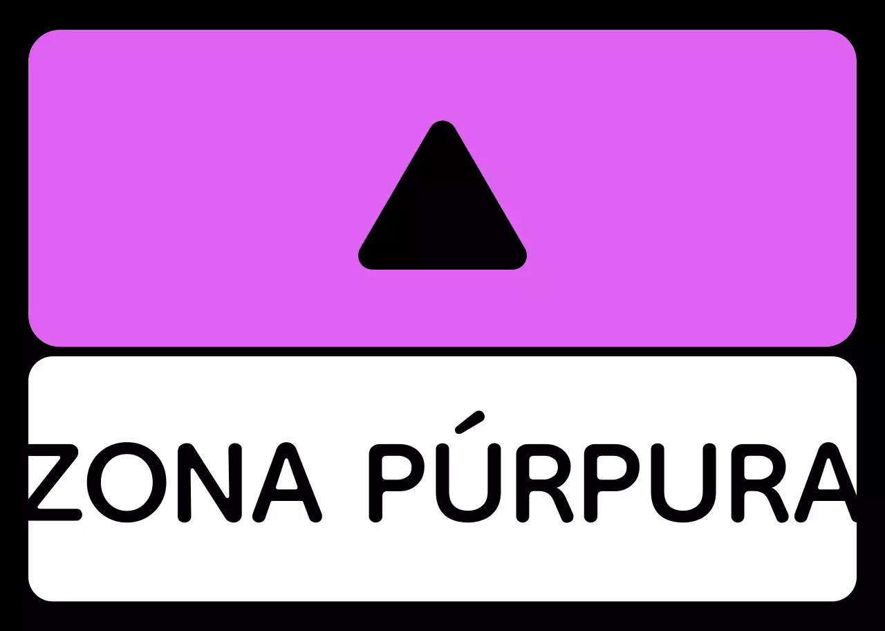 Una sencilla guía de zonas con texto de localización verde azul morado y geometría triangular cuadrada