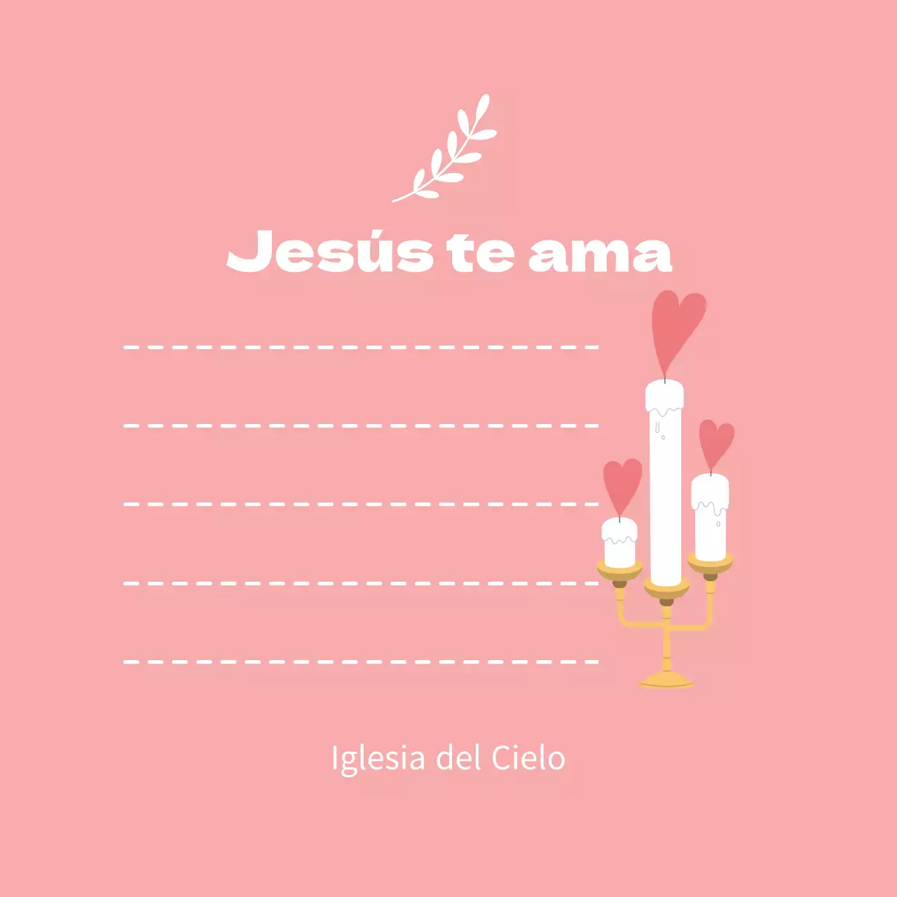 Ilustración sencilla rosa papelería de iglesia