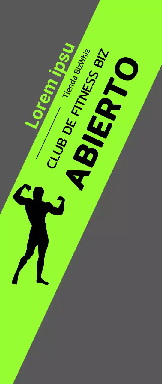 Banner de apertura de gimnasio con silueta de hombre sobre base fluorescente