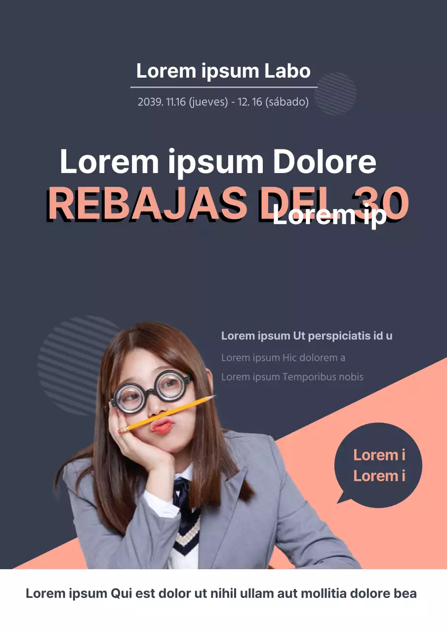Promocione un evento de descuentos LASIK con una foto de un estudiante con gafas azules y rosas.