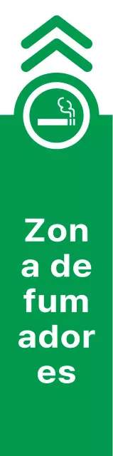 Combinación sencilla y limpia de icono de cigarrillo y texto en verde y rojo Estilo de diseño Direcciones