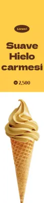 Medio de promoción de helados en amarillo, fondo blanco