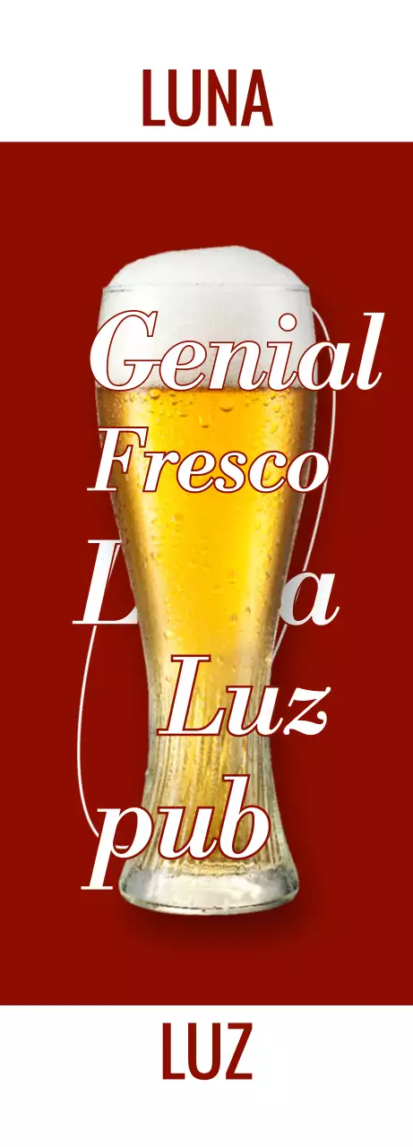 Emotivo pub con fotos y logotipo de vino y cerveza blanca