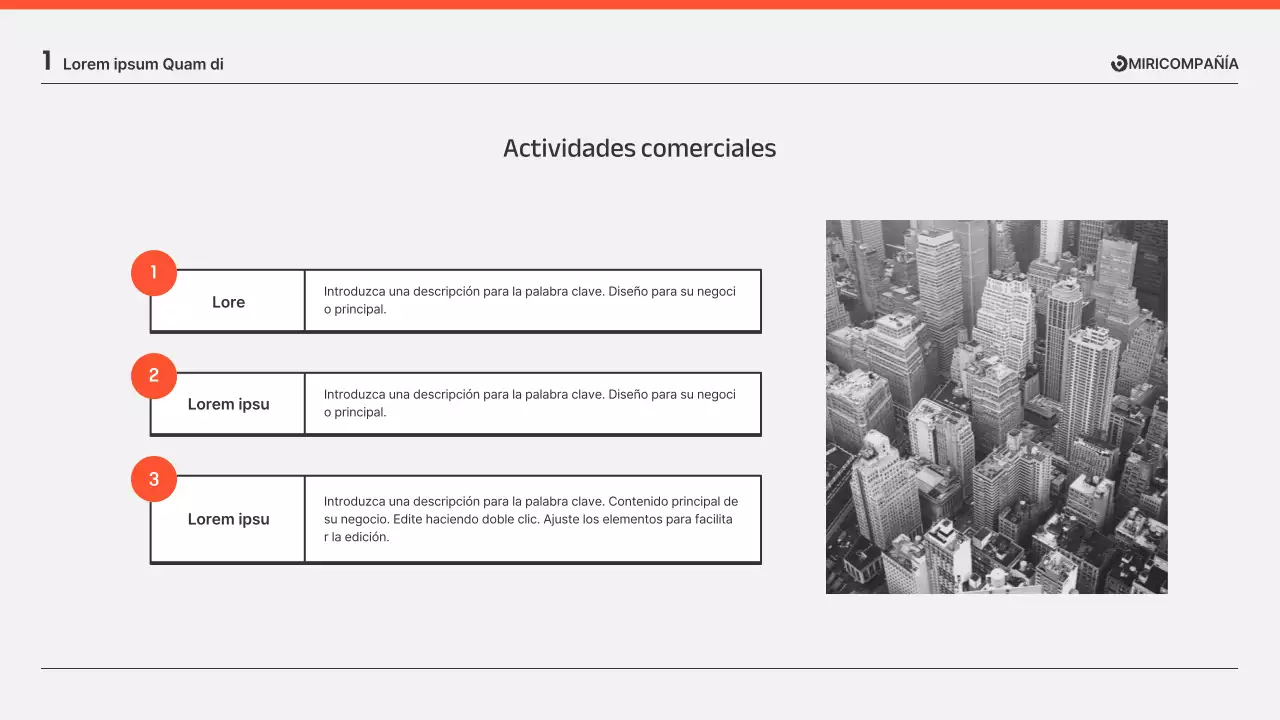 Presentaciones de informes empresariales en naranja y gris