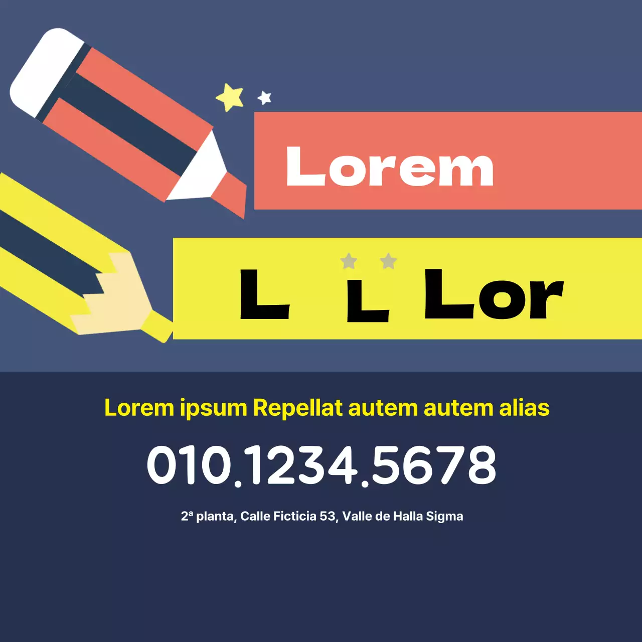 Azul marino lápiz de color ilustración lindo anuncio de la escuela