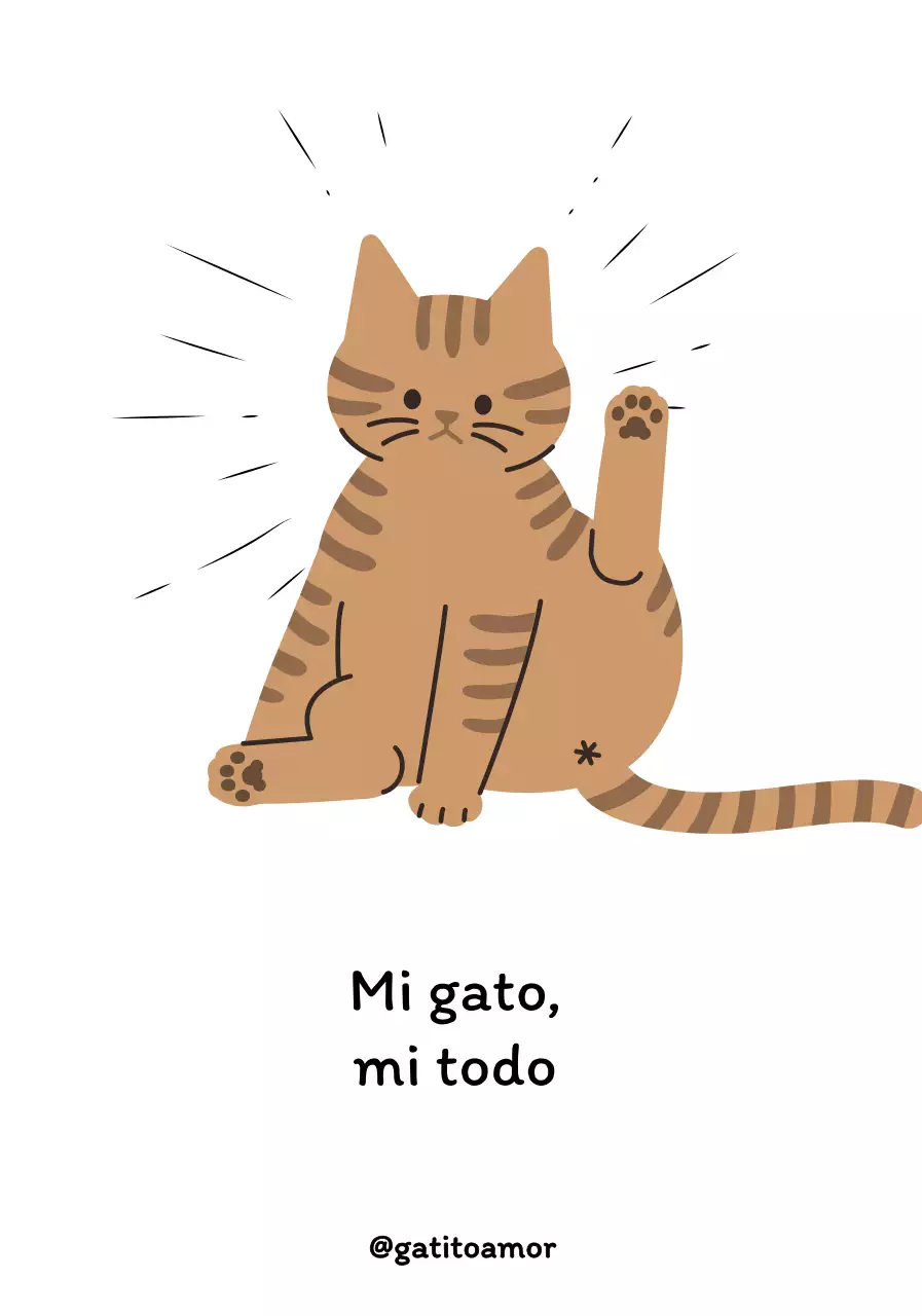 Bonito tipo de letra e ilustración de un gato