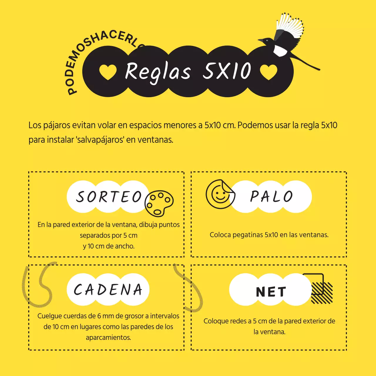 Consigue un sencillo pájaro salvaje en negro y amarillo