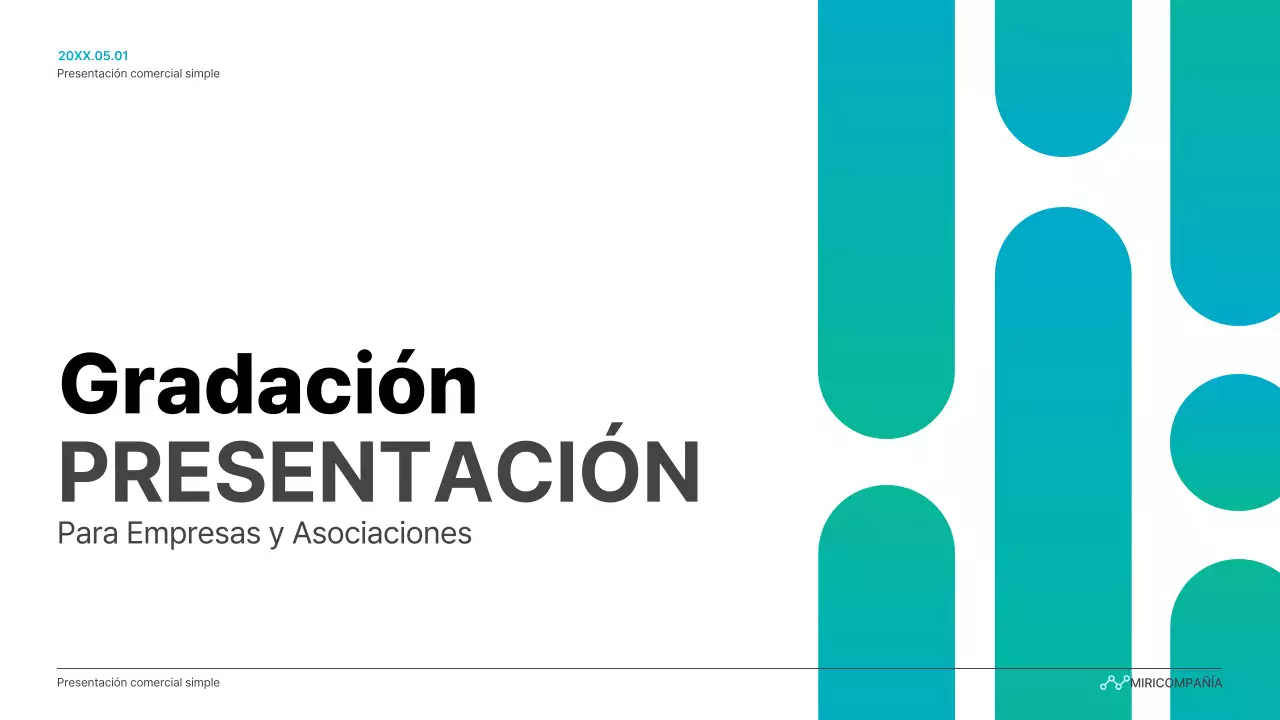 Presentación empresarial con degradado sencillo en azul claro y verde