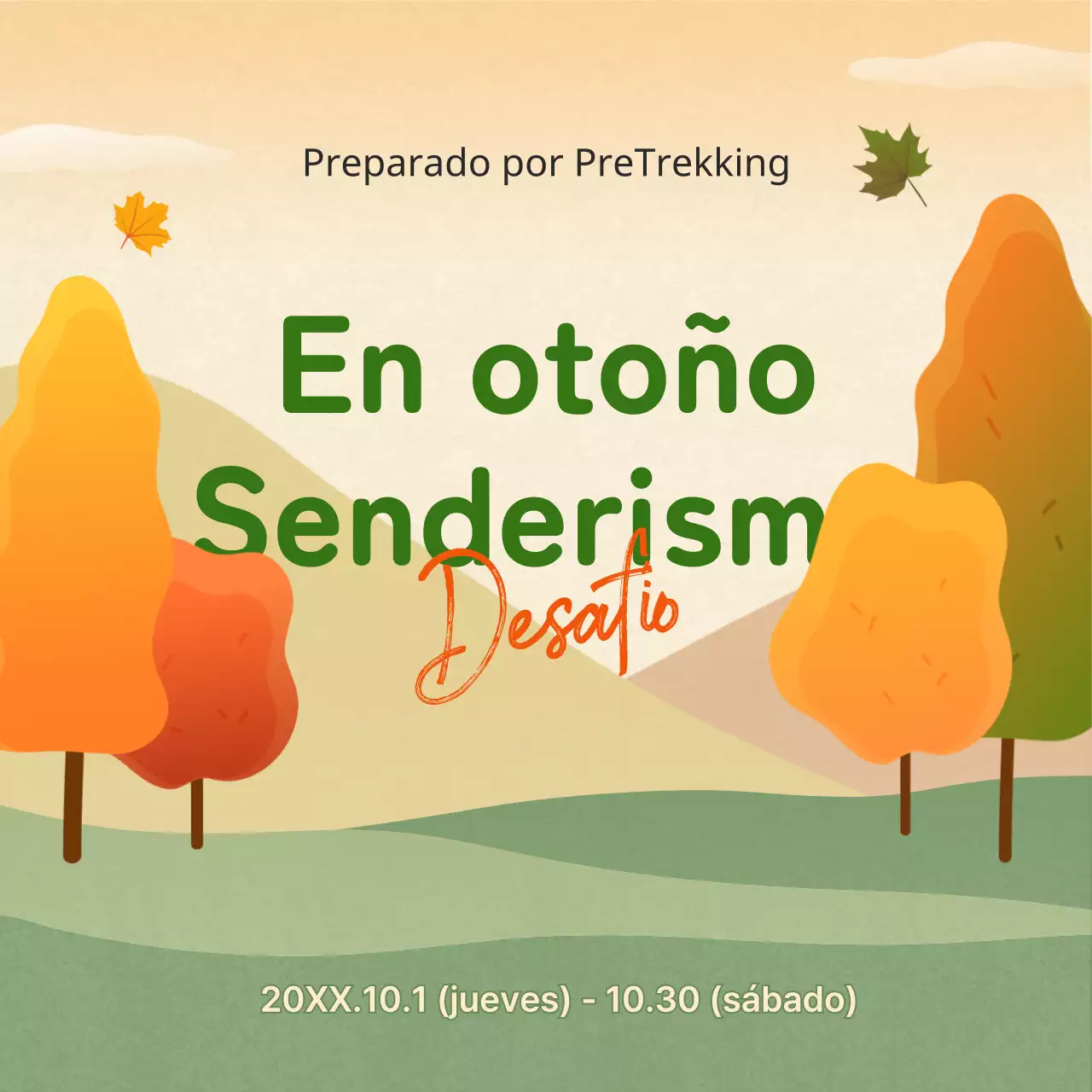 Amarillo Naranja Verde Guía del Reto de Senderismo de Otoño