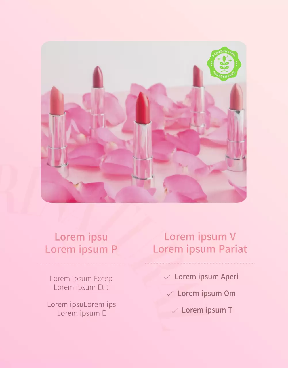 Página de eventos de cosmética con degradado sencillo en rosa