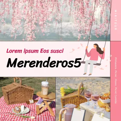 Destacar marcos de fotos en rosa Introducir lugares de picnic en primavera