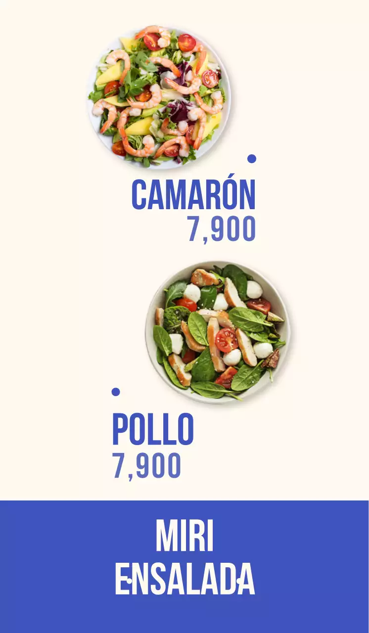 Promocionar un restaurante de ensaladas con un estilo emocional en azul