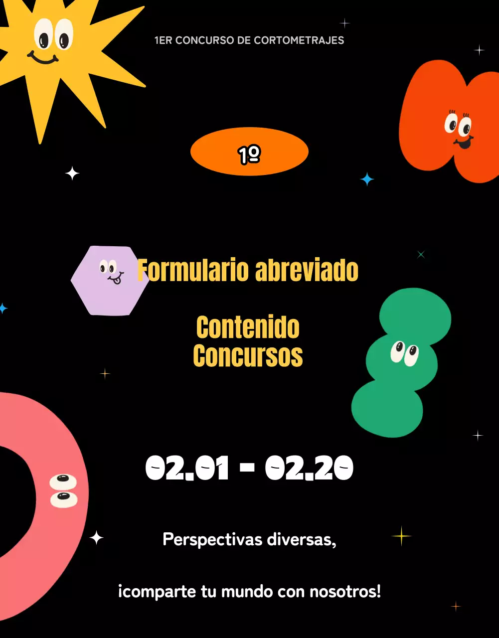 Simpático concurso de contenidos breves con coloridas formas e ilustraciones