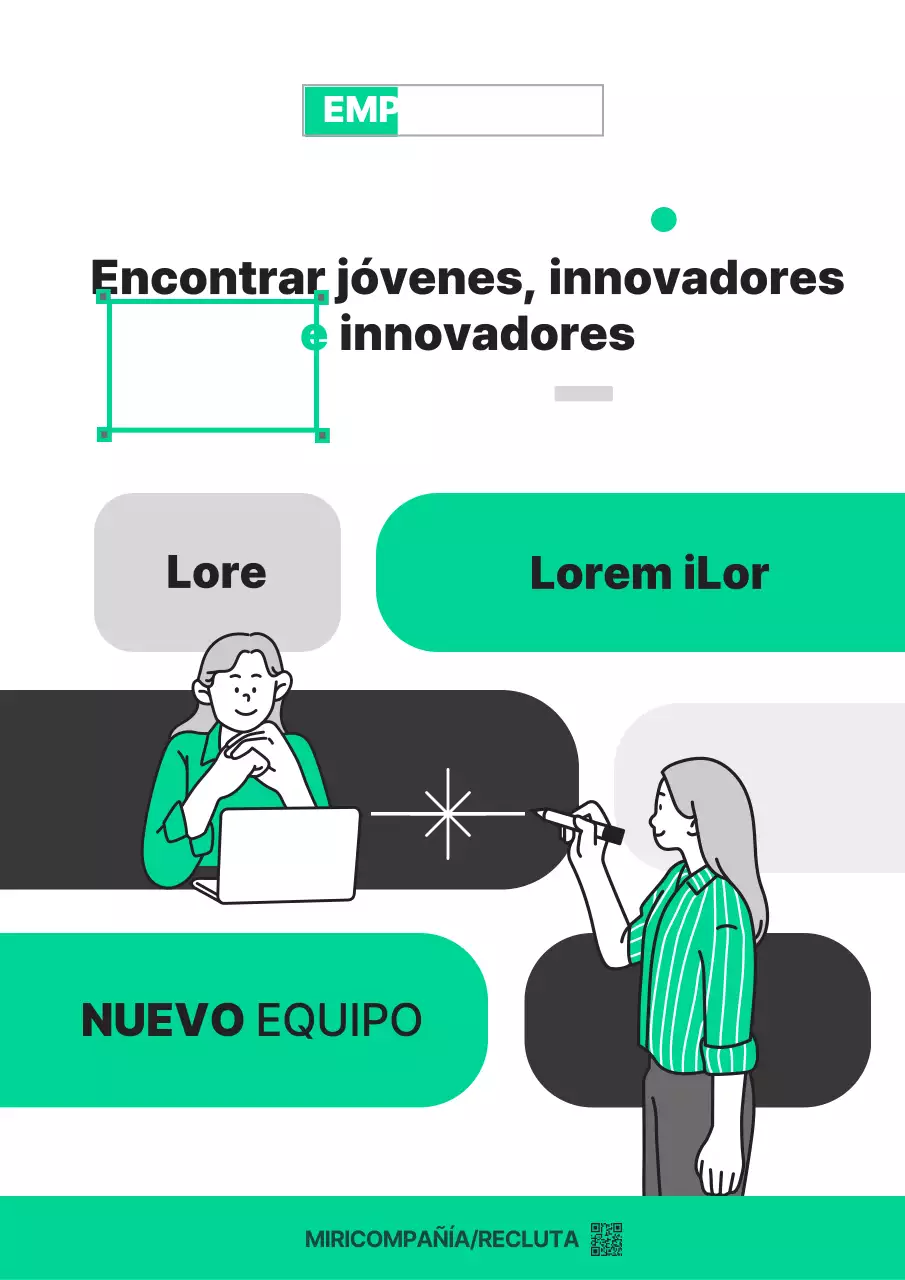 Promocione sus ofertas de empleo con un moderno estilo de ilustración en verde y gris