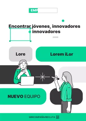 Promocione sus ofertas de empleo con un moderno estilo de ilustración en verde y gris