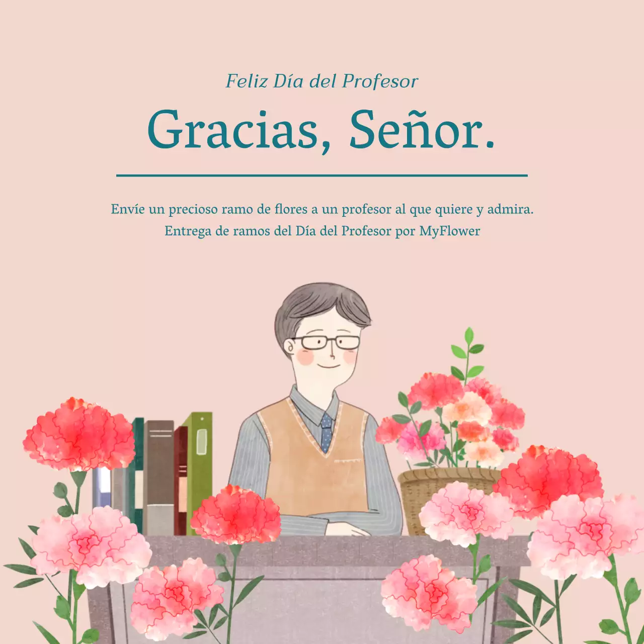 Un ramo de flores en tonos rosas para el Día del Profesor entregado a domicilio