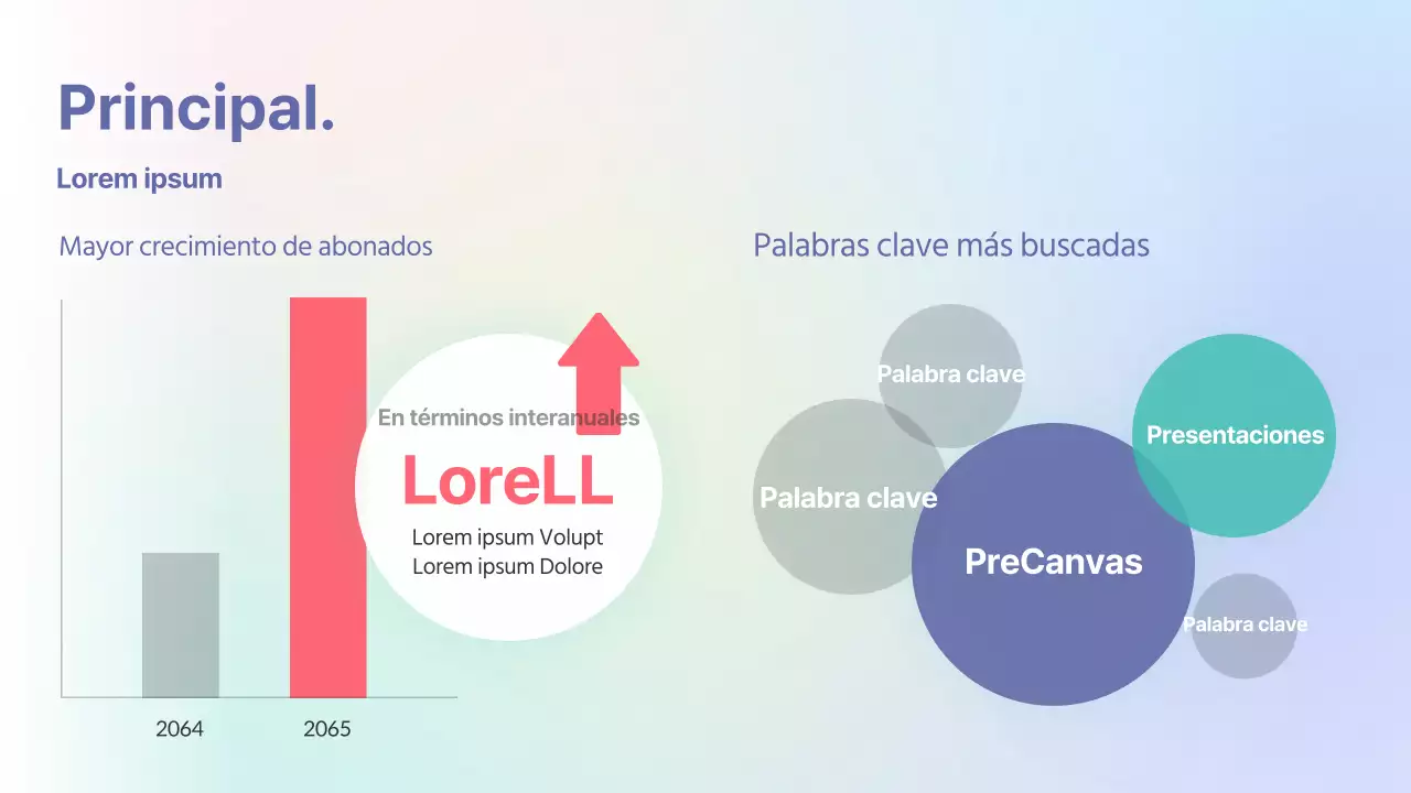 Informe de análisis de datos con fondo en degradado pastel