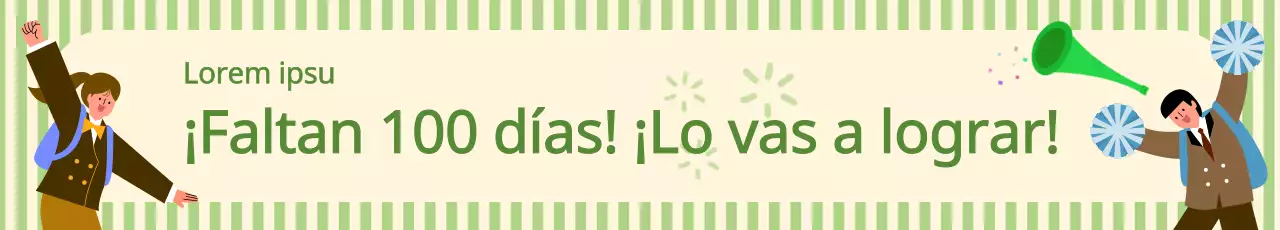 Banner de animación de la vuelta al cole SAT con ilustración sobre fondo a rayas