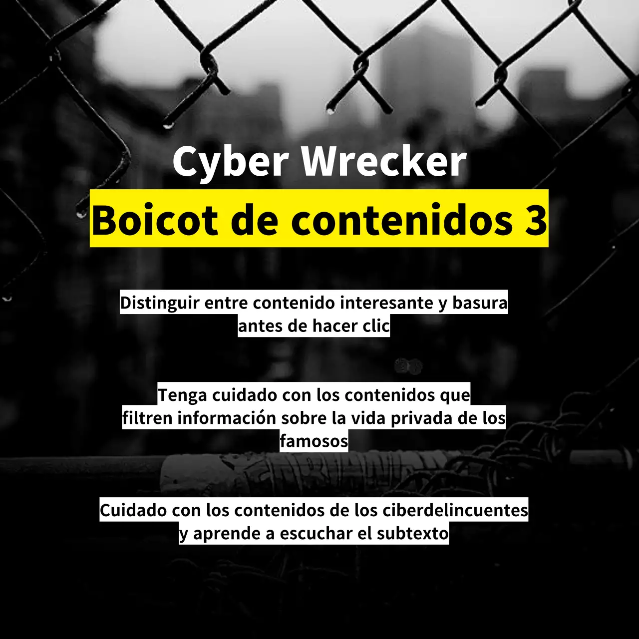 Cyberwrecker con líneas de advertencia negras y amarillas