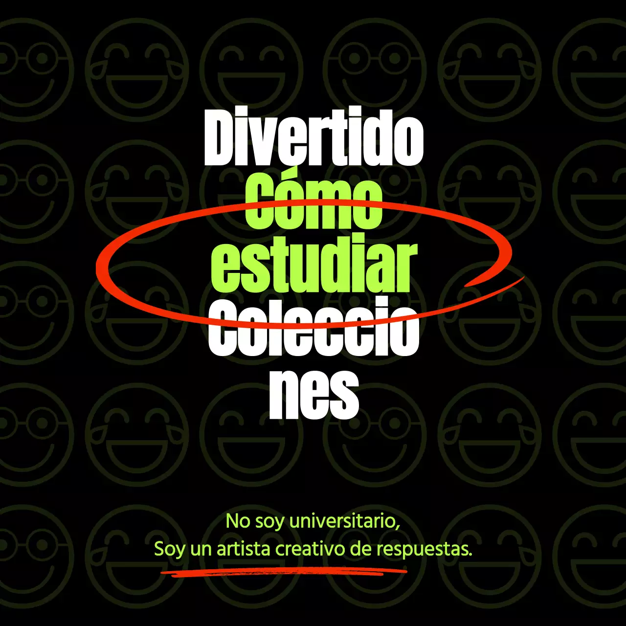 Una plantilla de contenido de guía de estudio limpia, negra y fluorescente