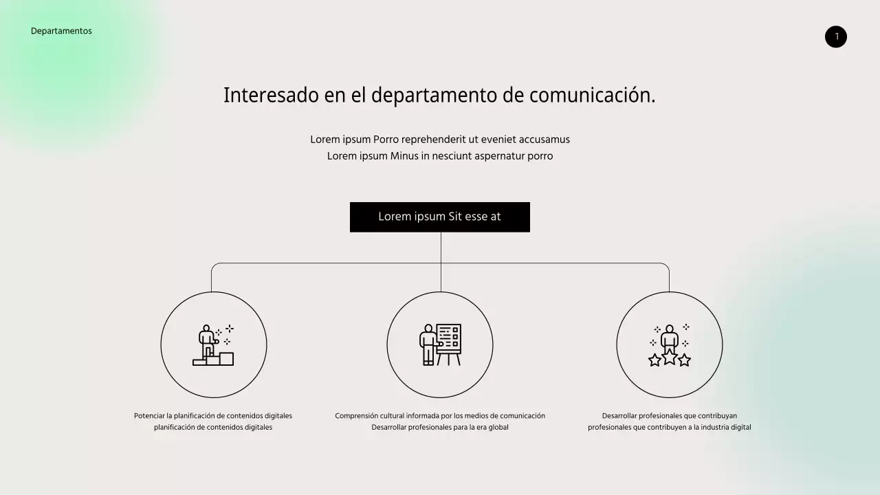 Departamento de prensa y relaciones públicas PPT con fondo degradado