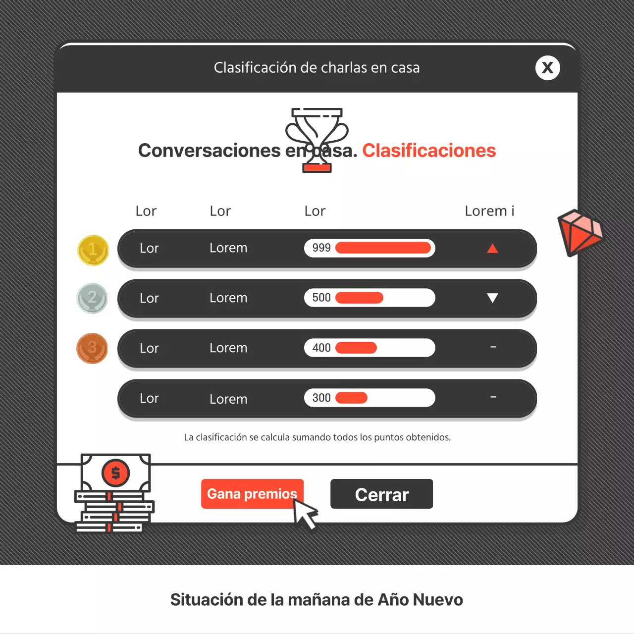 Tarjeta navideña Obon en formato de juego gris oscuro y naranjaNoticias