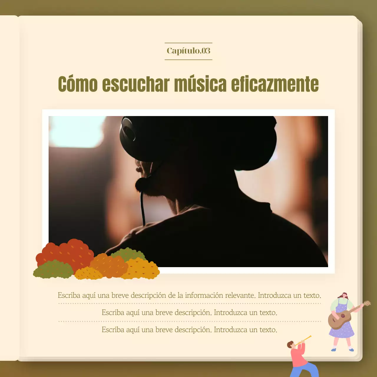 El efecto emocional de la música otoñal en una combinación de caqui y naranja