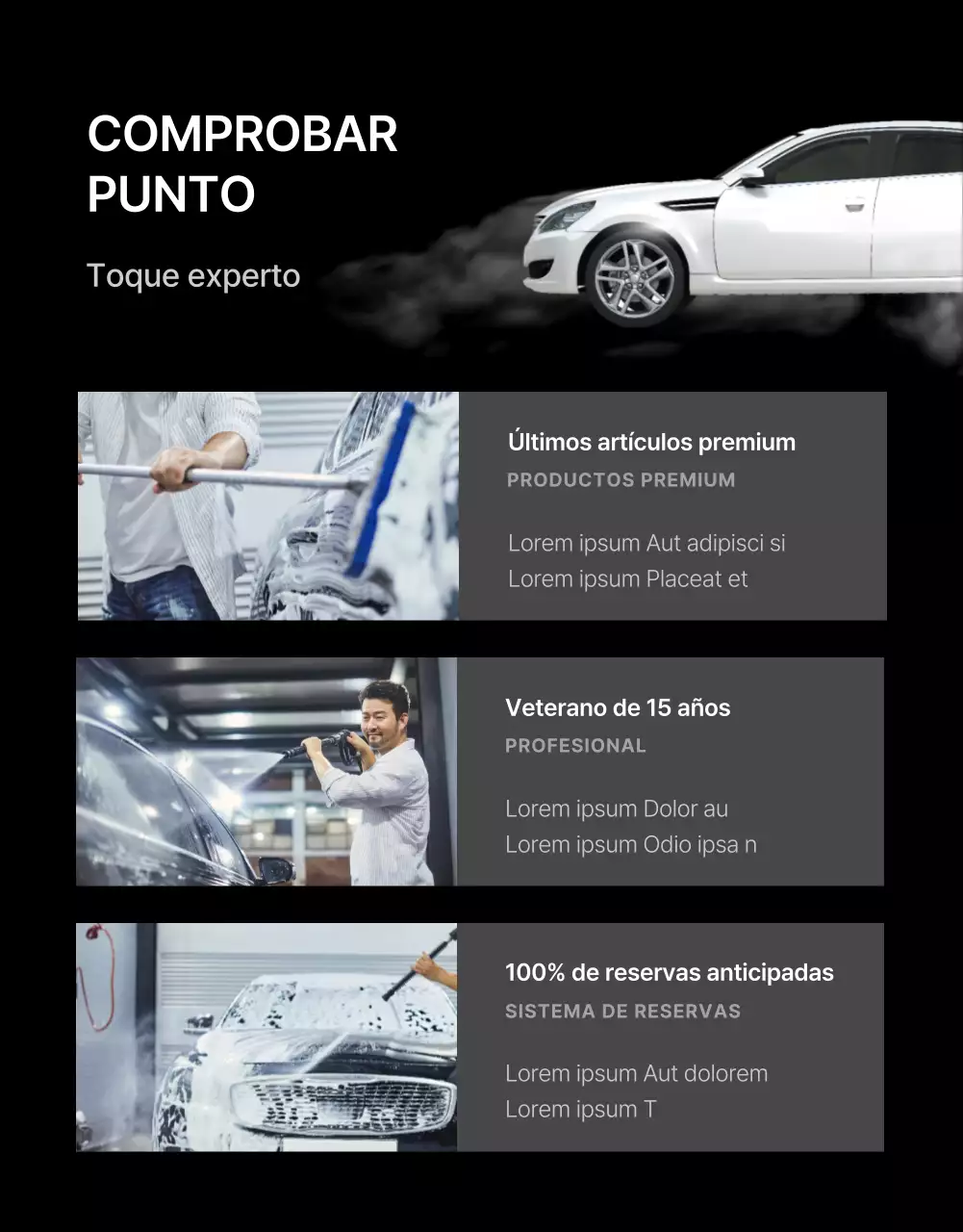 Lavado a mano de coches blancos y negros