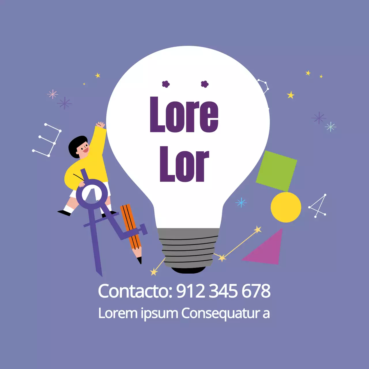 Púrpura ilustración matemáticas escuela tutoría promoción