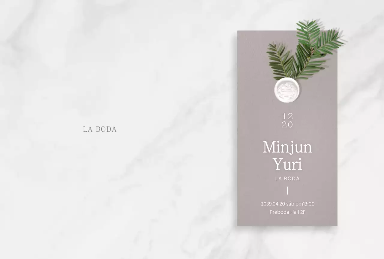 Invitación de boda de concepto moderno en gris y marrón