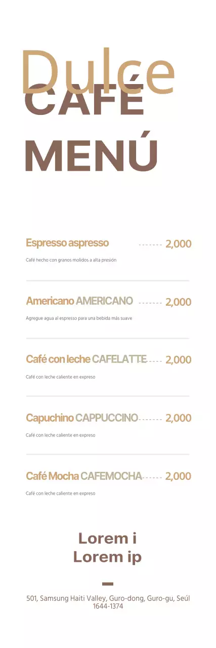 Carta de cafés