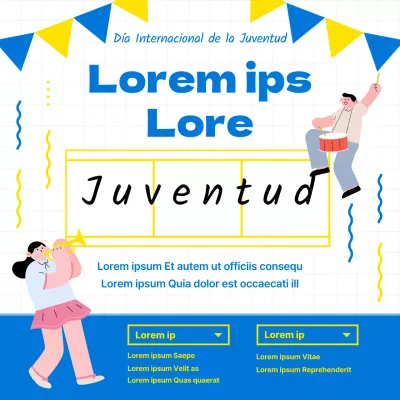 Evento del Día Internacional de la Juventud Samhaengsi con un fresco concepto de ilustración en azul y amarillo