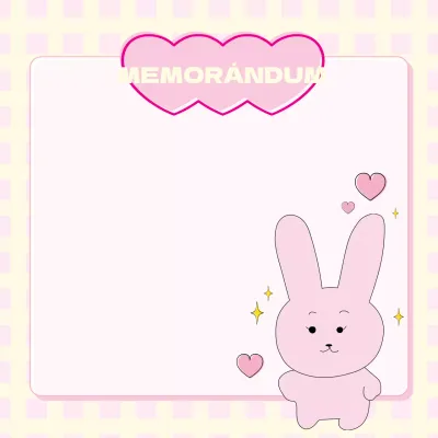 Nota de mochi de conejito garabateado con cuadros amarillos sobre fondo rosa