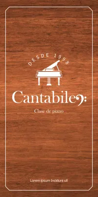Diseño sencillo de escuela de instrumentos de piano con icono de piano blanco