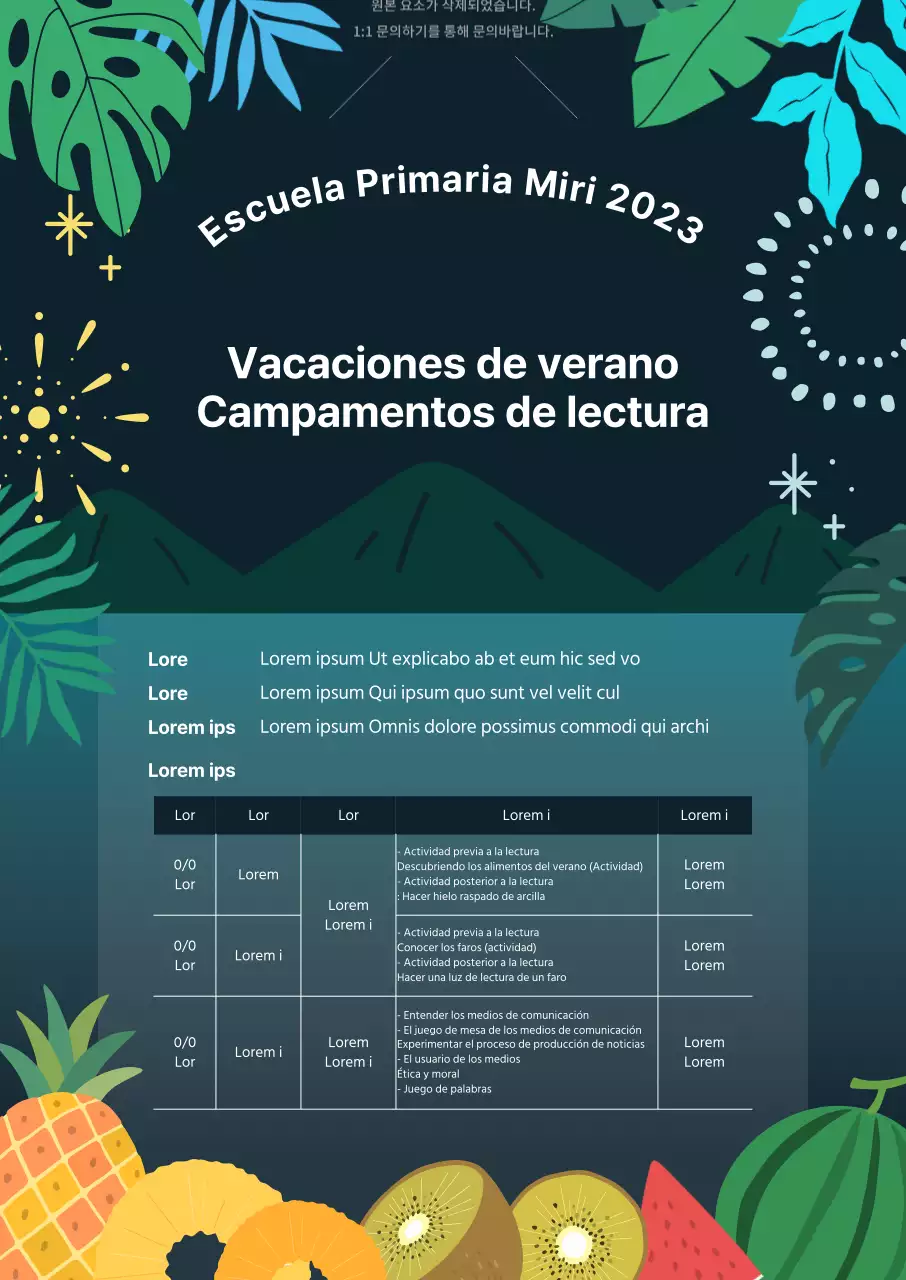 Guía de campamentos escolares de verano con un toque azul marino