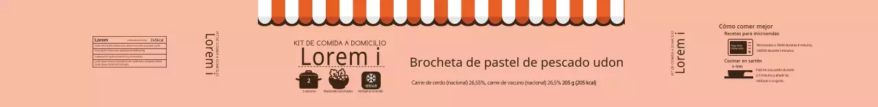 Etiqueta ilustrada rosa para brocheta udon