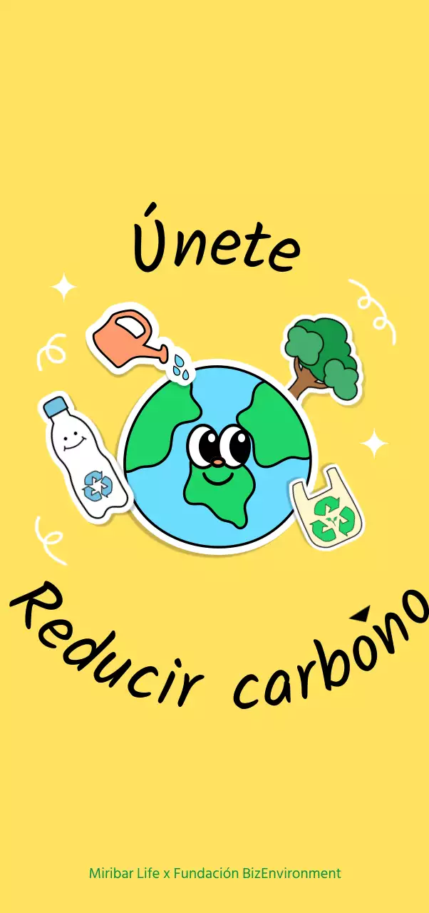 Simpática ilustración medioambiental amarilla para la campaña Save the Planet