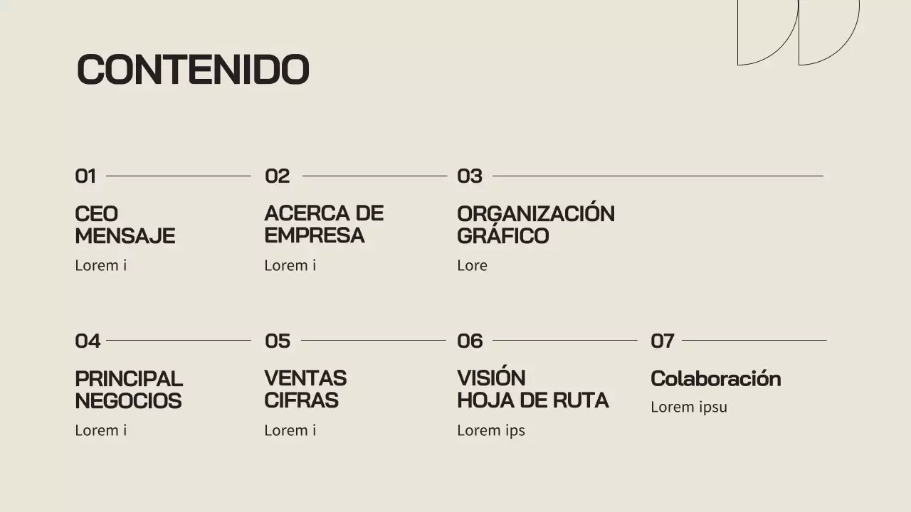 Un sencillo perfil de empresa en beige