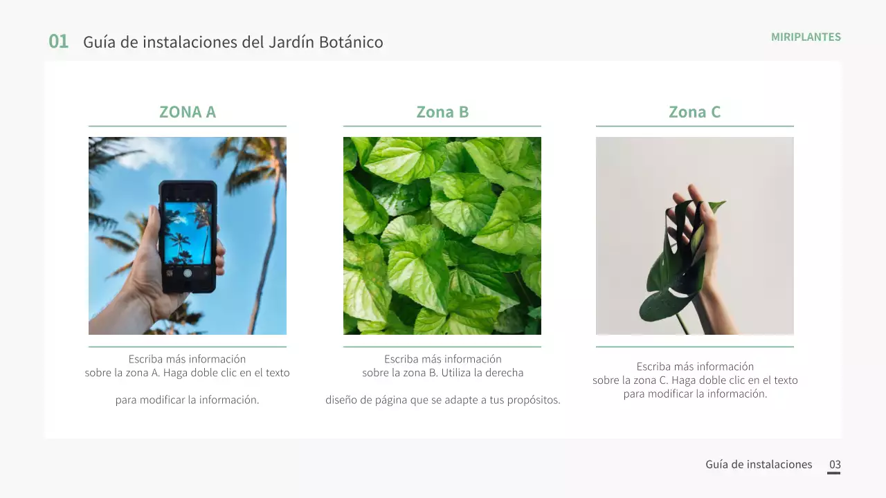 Plantilla de planta con tema verde y blanco