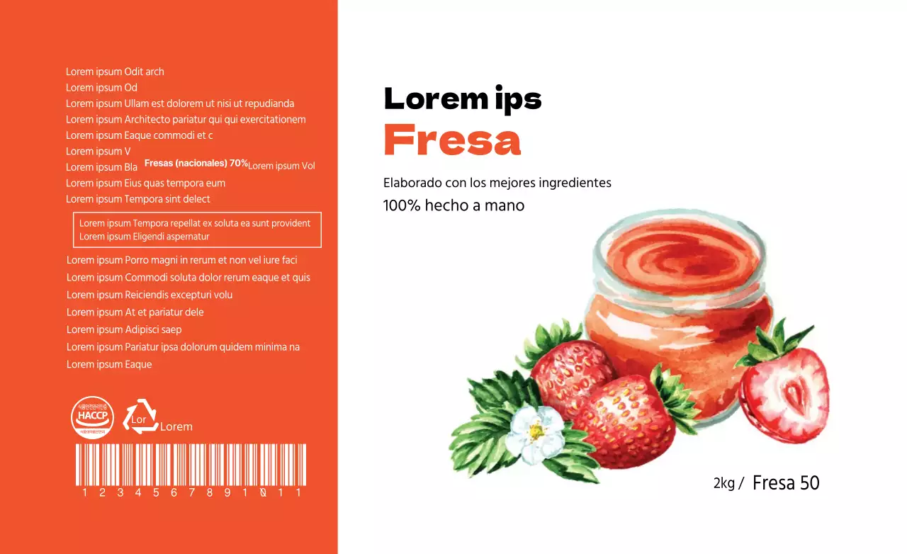 Ilustración roja Expositor de información alimentaria de mermelada de fresa